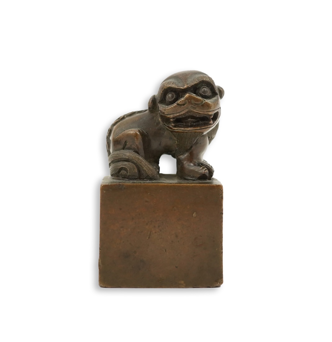 A Chinese bronze 'lion-dog' seal, 19th century